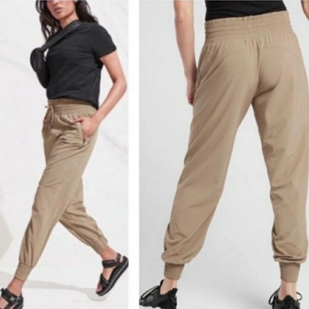 Athleta Camden Joggers Size 4 Tan Beige Athleisure Outdoor Casual Travel
